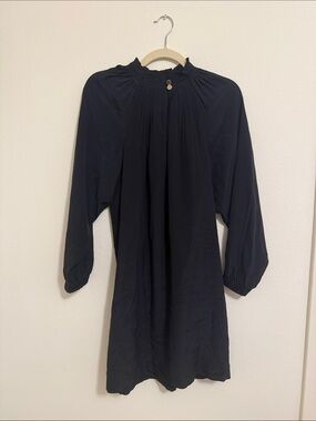 Marie Oliver Navy Long-Sleeve Smocked Neck Dress